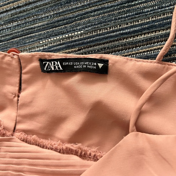 Zara XS Asymmetric Layered Pleated Ruffle Sleeveless Blouse Dusty Pink - Picture 7 of 10